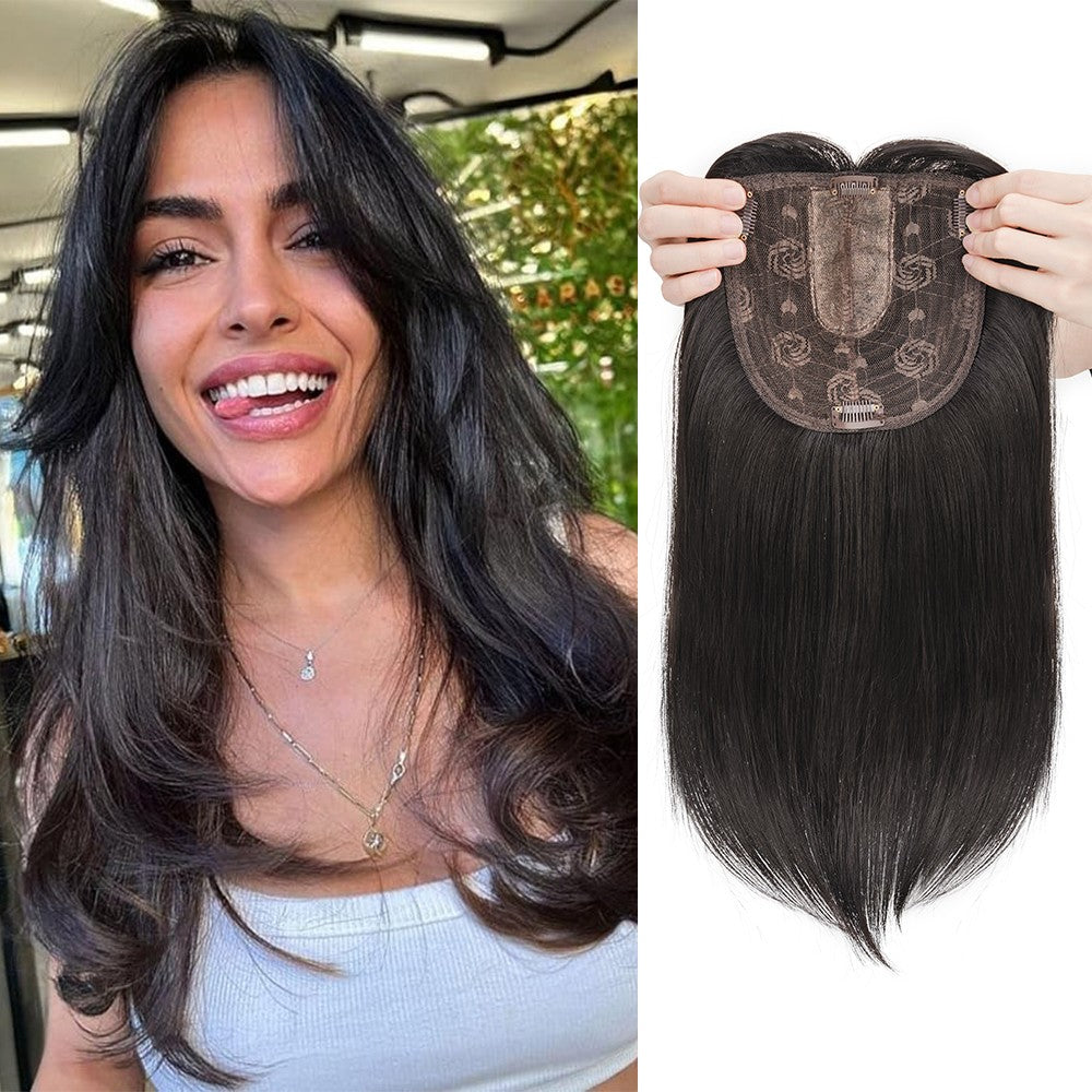 Women’s Clip-In Human Hair Topper with Hand-Tied Base - Water Wavy Style