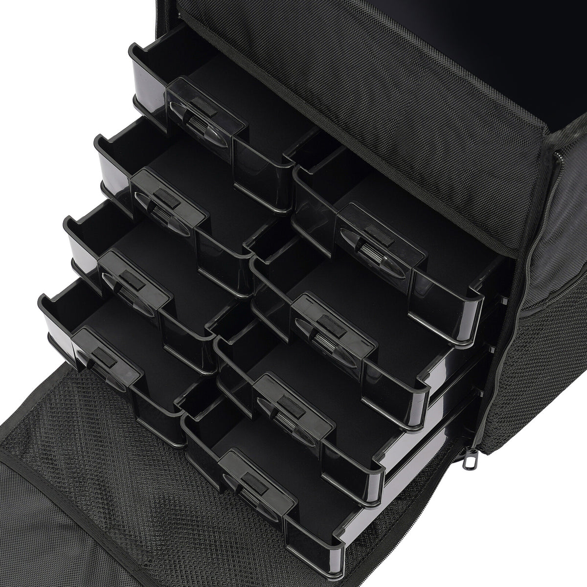 Professional Rolling Makeup Case with Drawers, Travel Trolley, 8 Removable Compartments