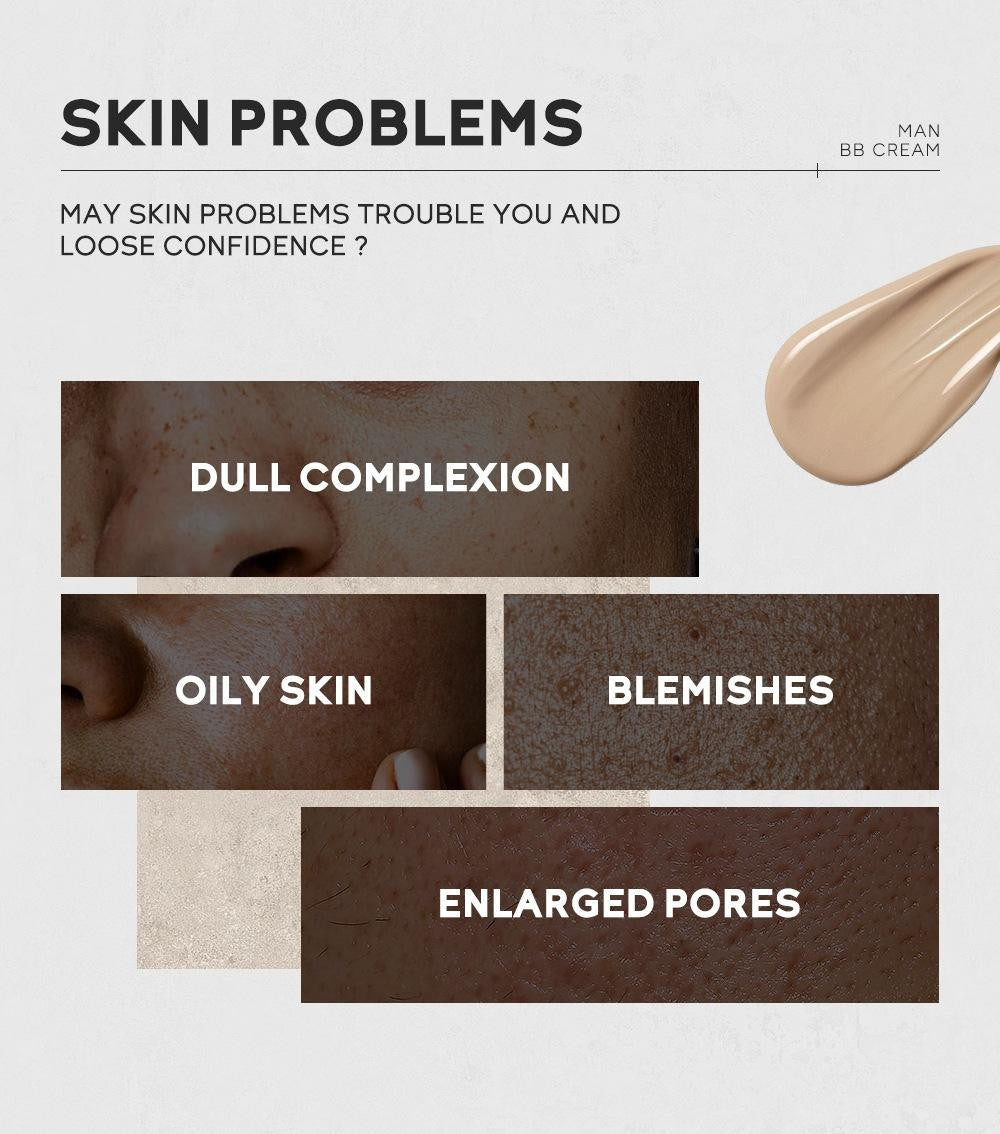 Men's Full Coverage Waterproof BB Cream Concealer with SPF 15 - Natural Tone