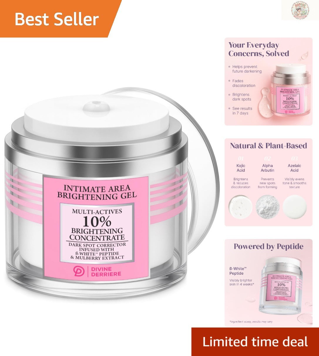 Natural Dark Spot Cream with Alpha Arbutin for Intimate & All Skin Types 1 oz