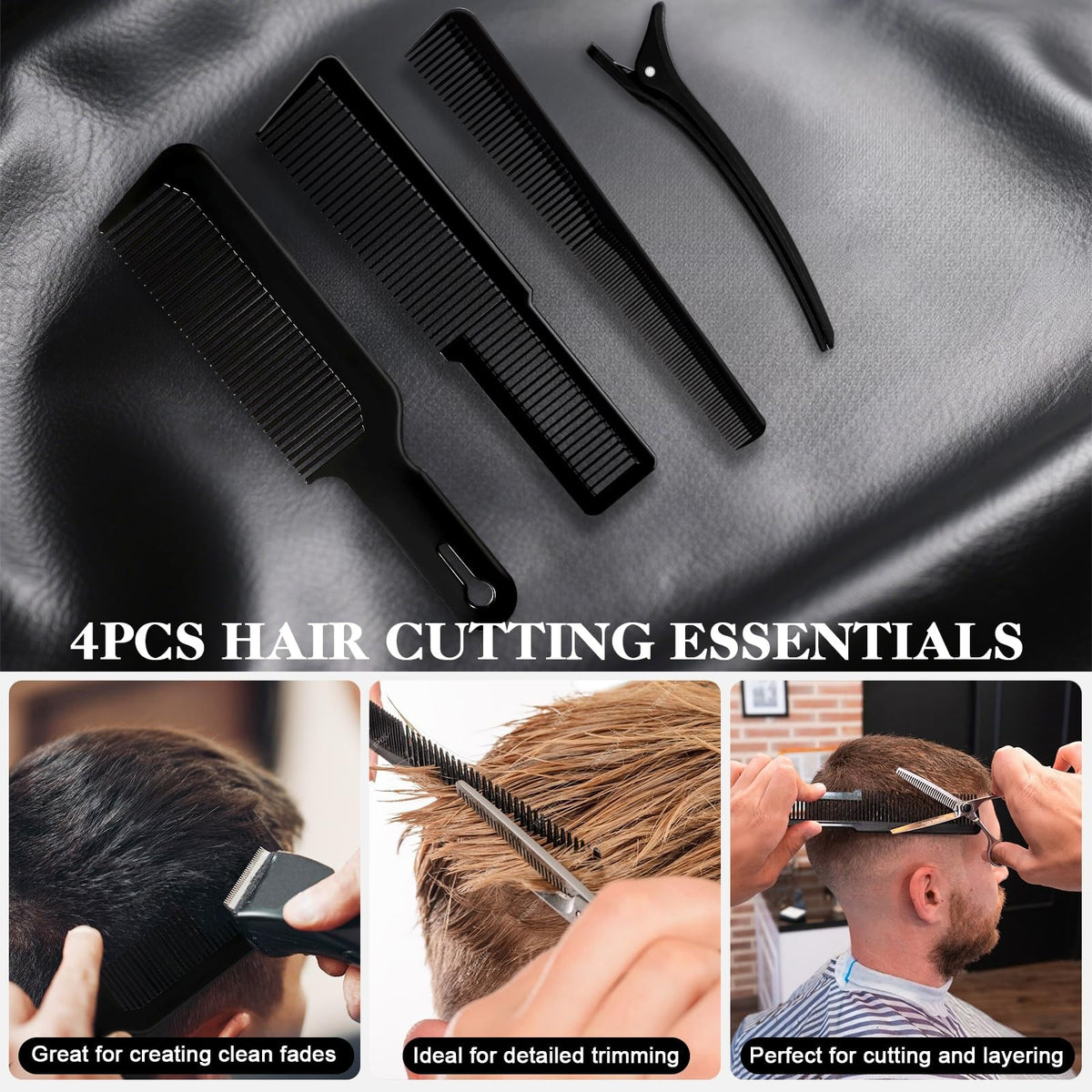 Professional Barber Hair Comb Set with Spray Bottle & Grooming Tools, 9 Pieces