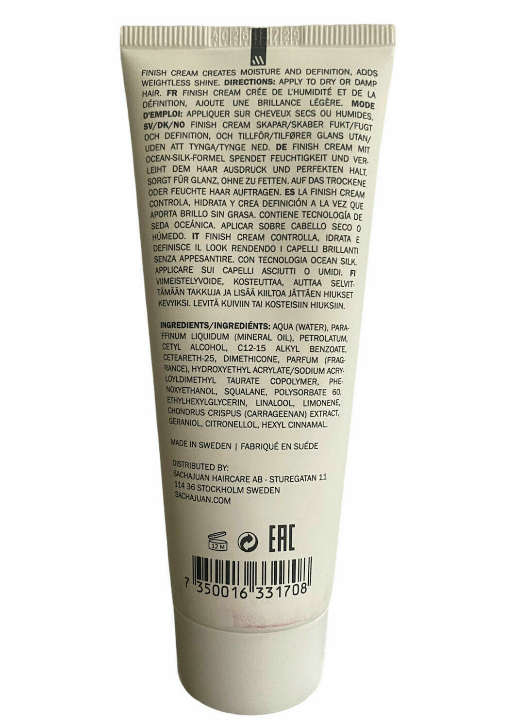 Sachajuan Stockholm Finish Hair Cream 75ml Shine & Definition Moisturizer