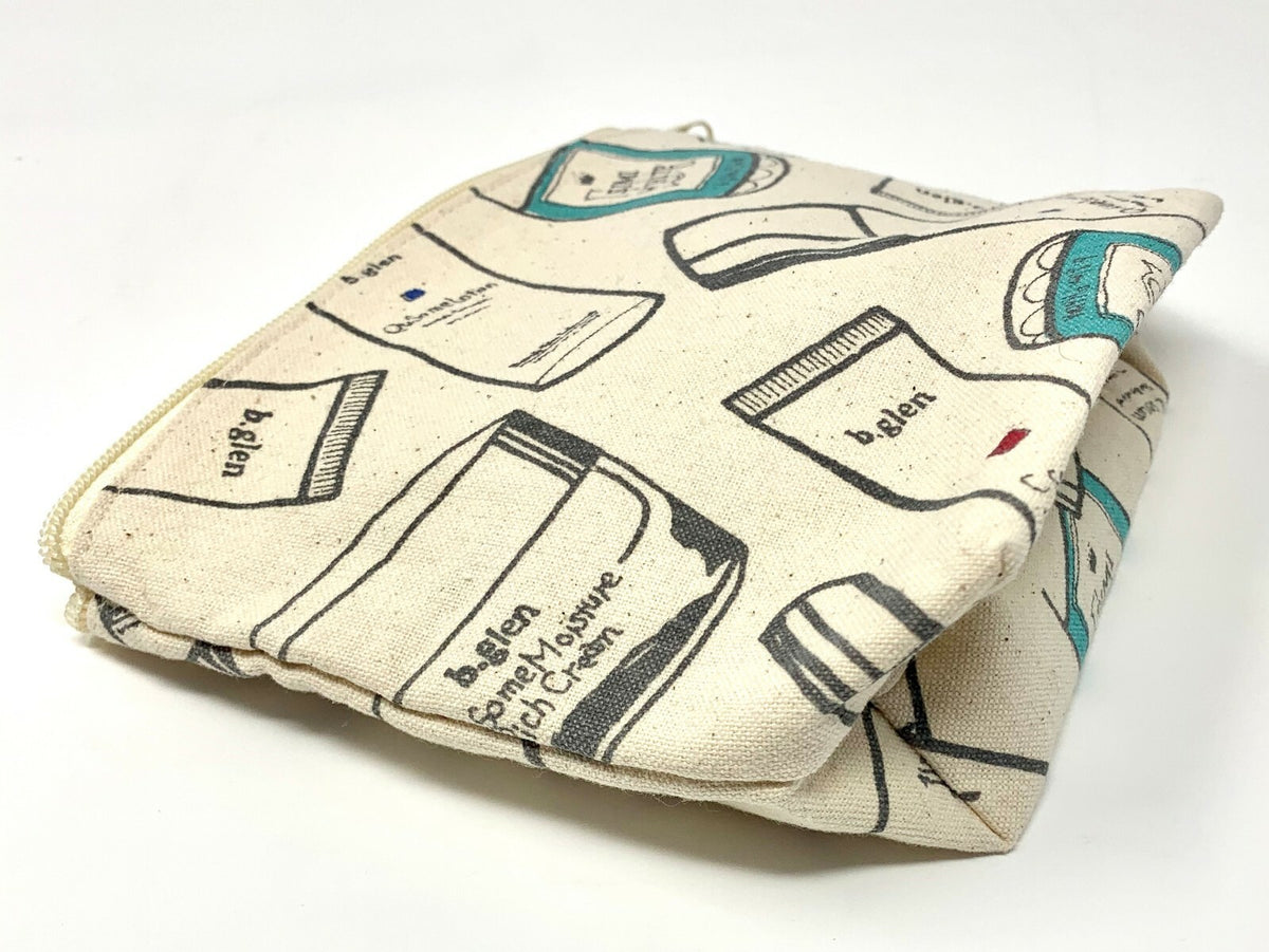 b.glen Canvas Cosmetic Bag - Travel Makeup & Toiletry Organizer 5.5 x 7.5 Inches