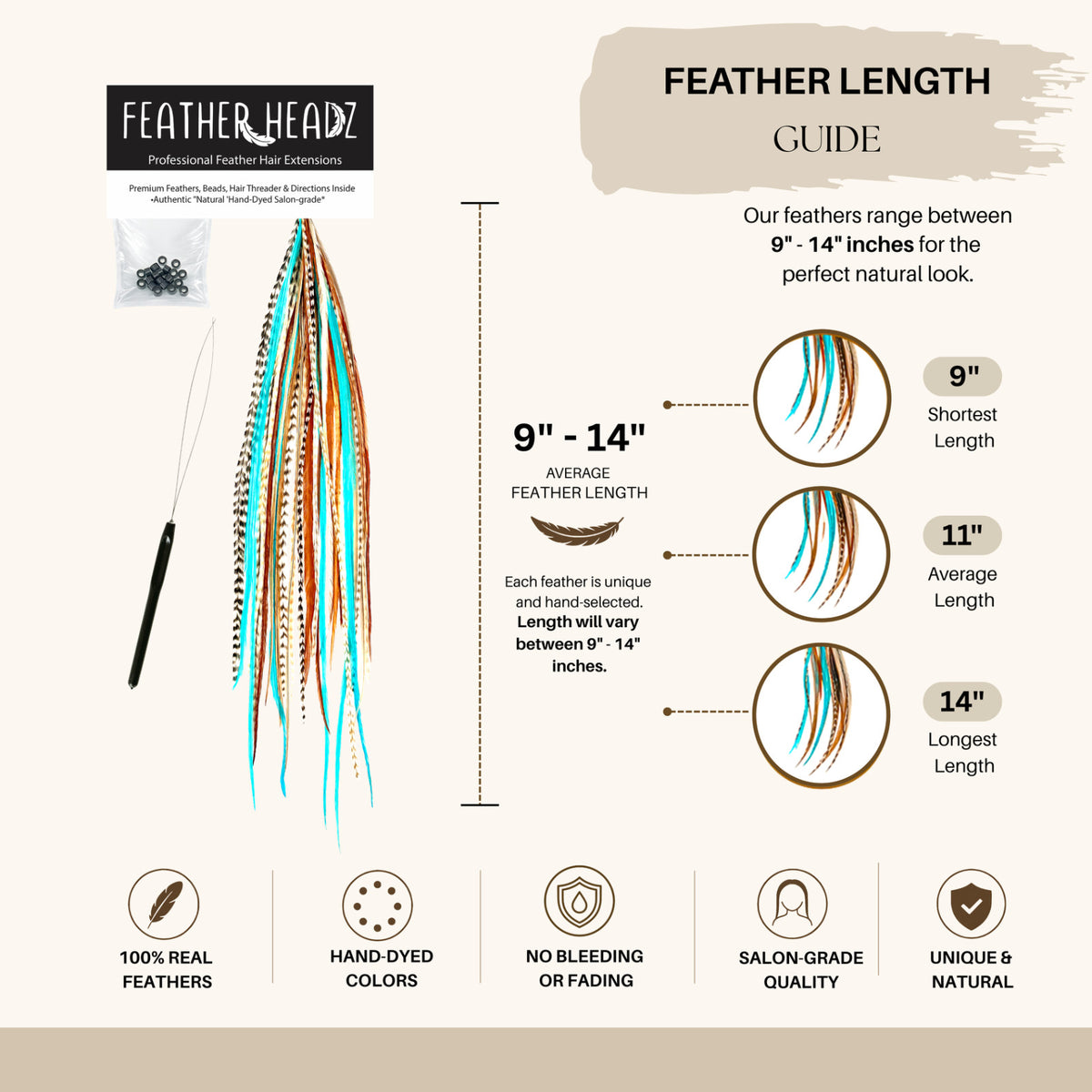 Feather Hair Extensions Kit - 21 Piece Salon Grade Clip-In Extensions in Multiple Colors