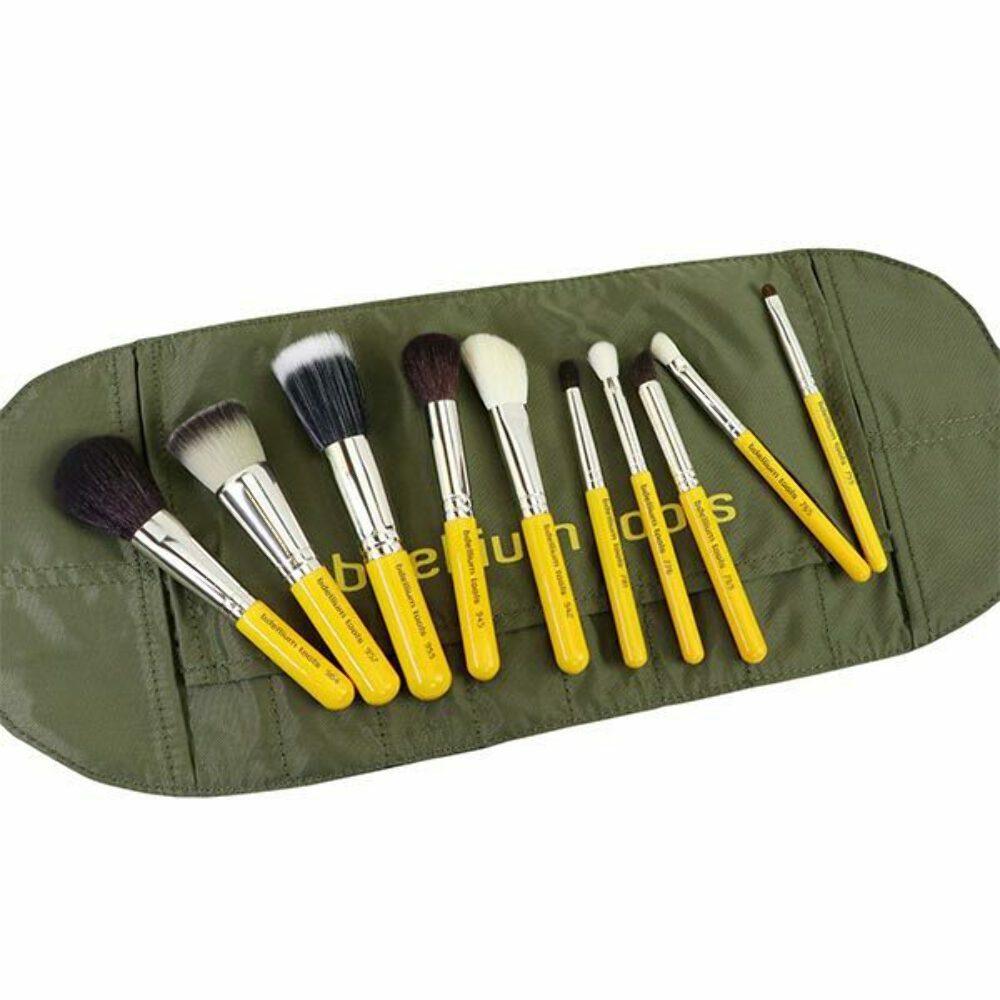 Travel Makeup Brush Set with Pouch - 10pc Mineral & Versatile Brushes