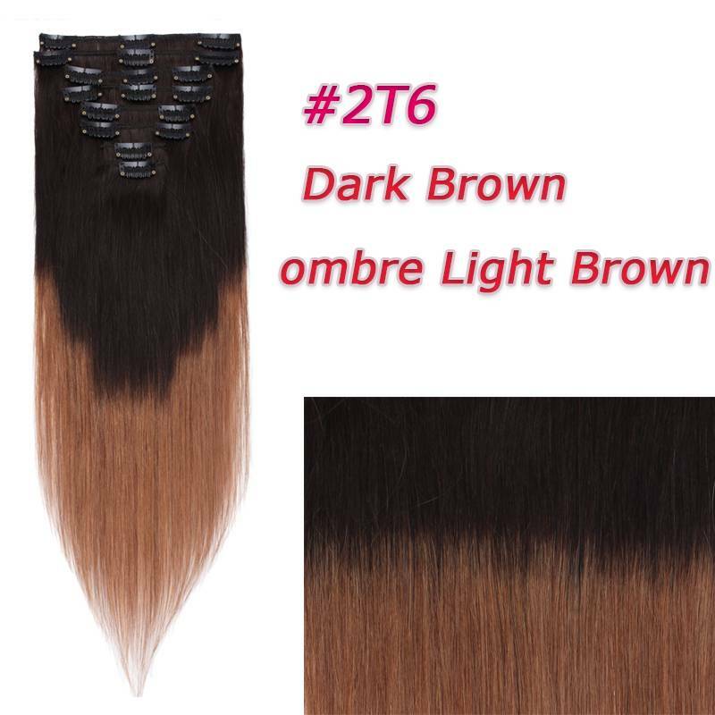 Clip In Human Hair Extensions Full Head 7 or 8 Pieces Remy Hair