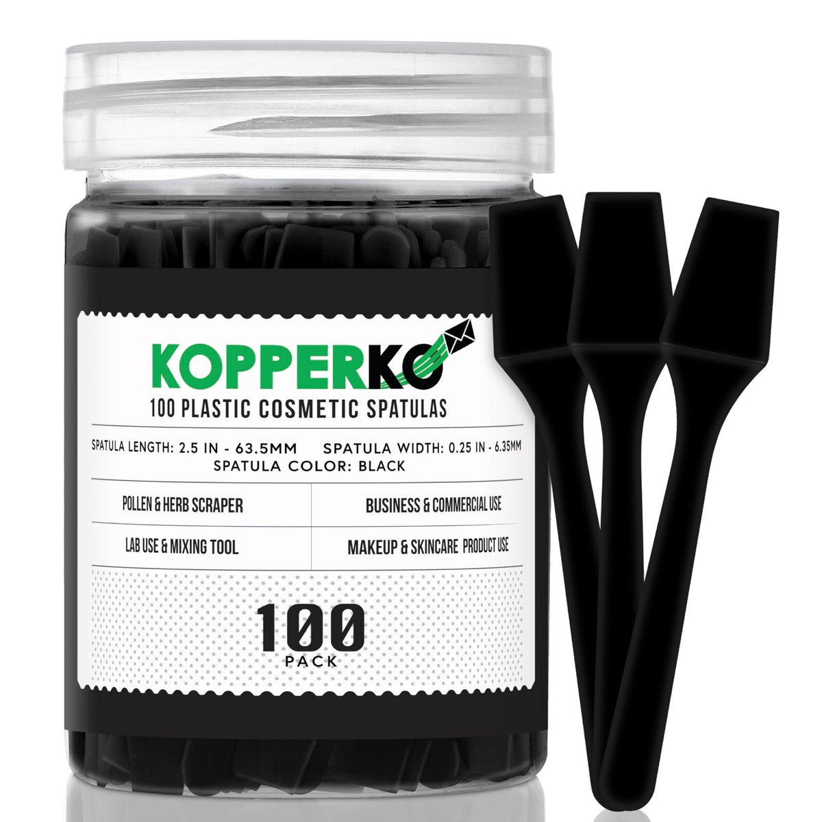 Small Plastic Cosmetic Spatulas - 2.5 Inch Disposable Makeup Tools, Black, 100 Pack