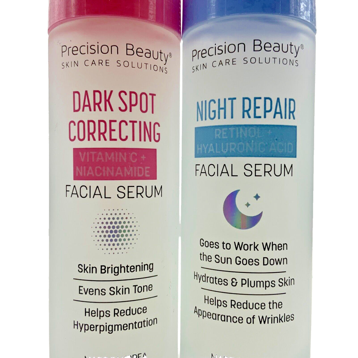 Dark Spot Correcting & Night Repair Facial Serum Set - Vitamin C, Retinol, Hyaluronic Acid