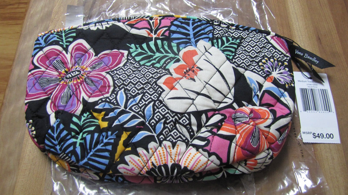 Medium Travel Cosmetic Case with Floral Pattern - Vera Bradley Inspired