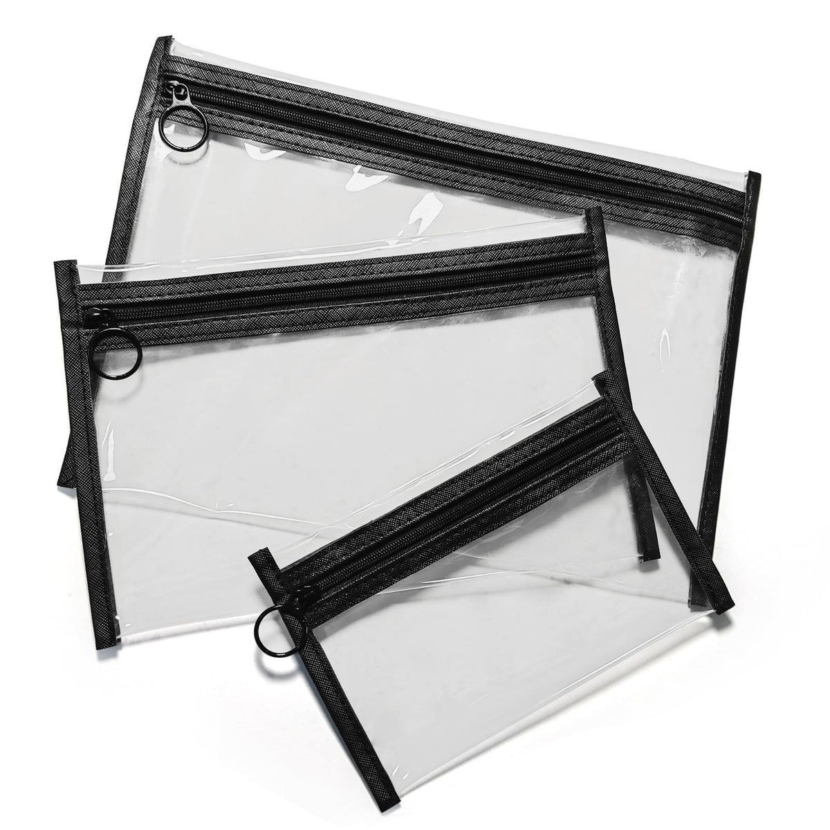 Clear Makeup Bags Set - Small Mesh Travel Pouches with Hanging Straps, 3-Pack