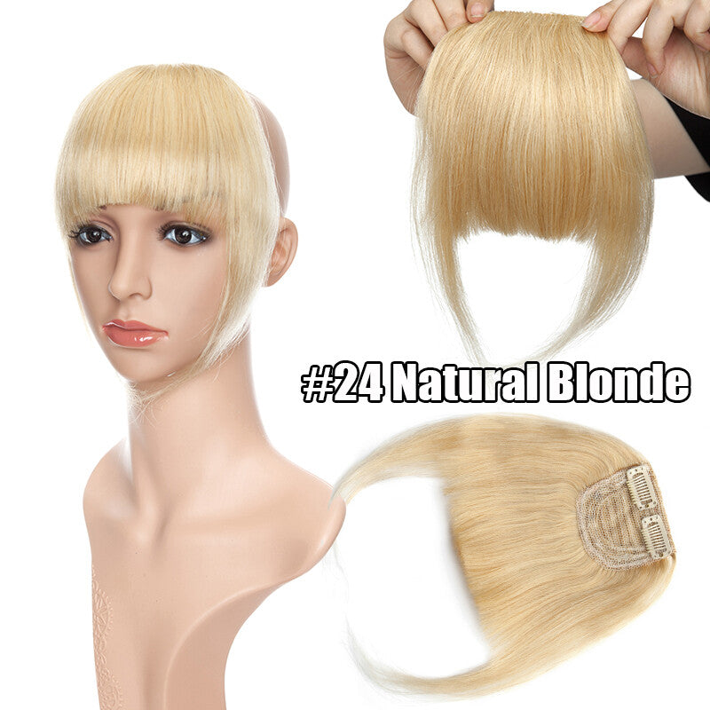 Women Remy Clip-In Hair Extensions Bangs Front Top Piece - Blonde & Dark Colors