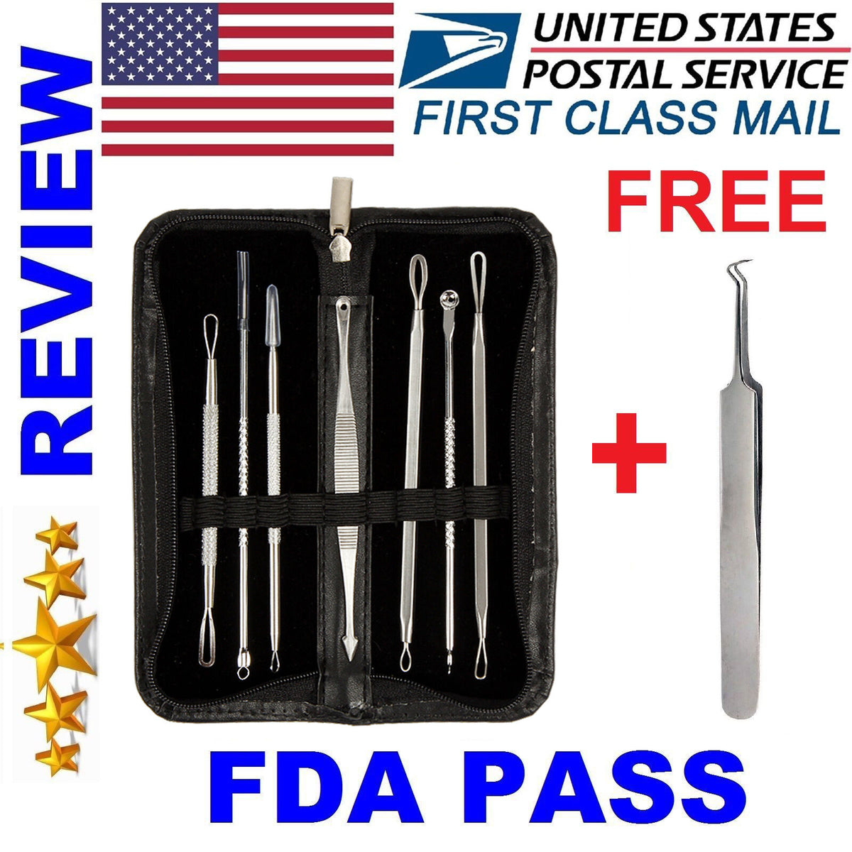 Blackhead Remover Kit - 9 PCS Comedone Extractor Pimple Popping Tools for Acne & Blemishes