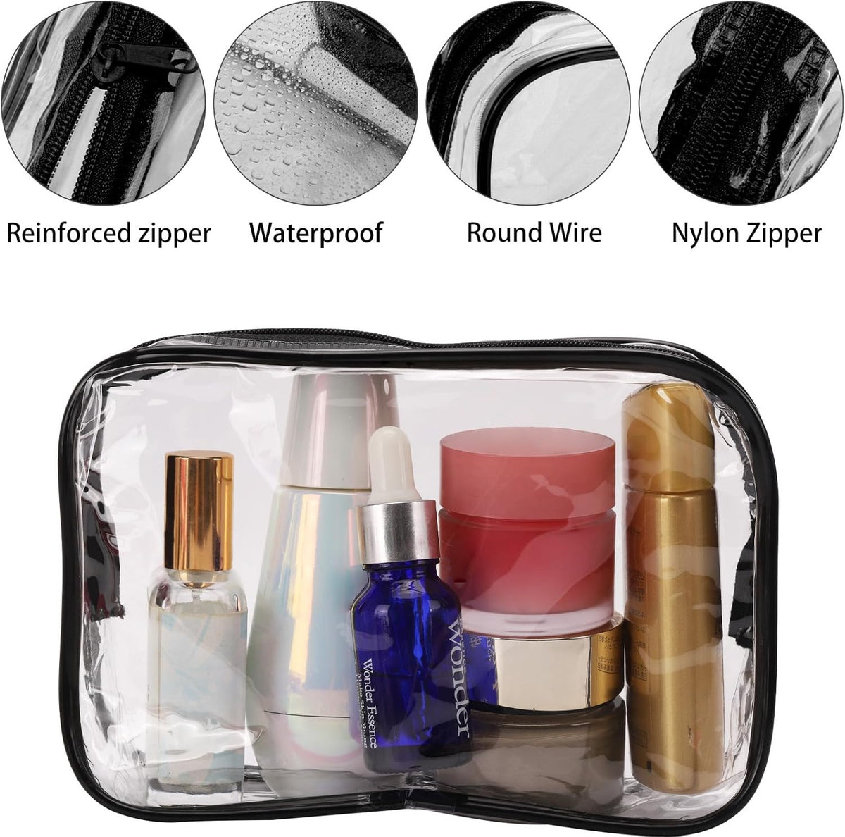 10 Pcs Clear Travel Cosmetic Bags Waterproof Makeup Organizer Small Toiletry Bags