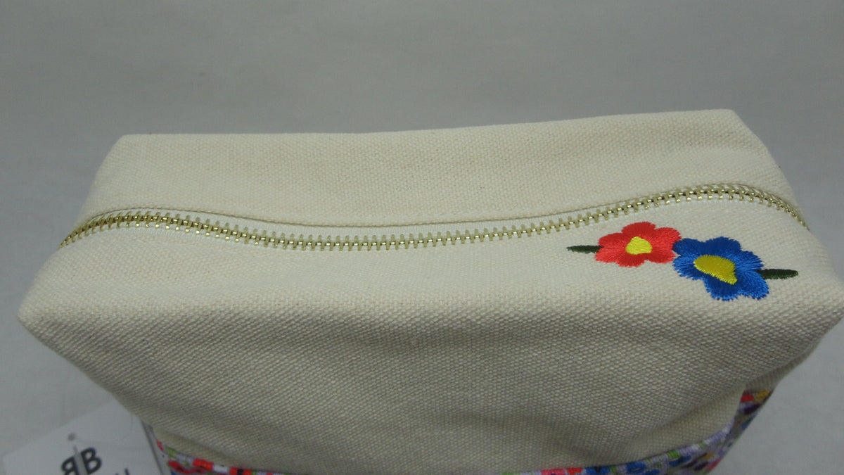 Small Canvas Makeup Pouch Daisy Floral Cosmetic Bag Travel Storage