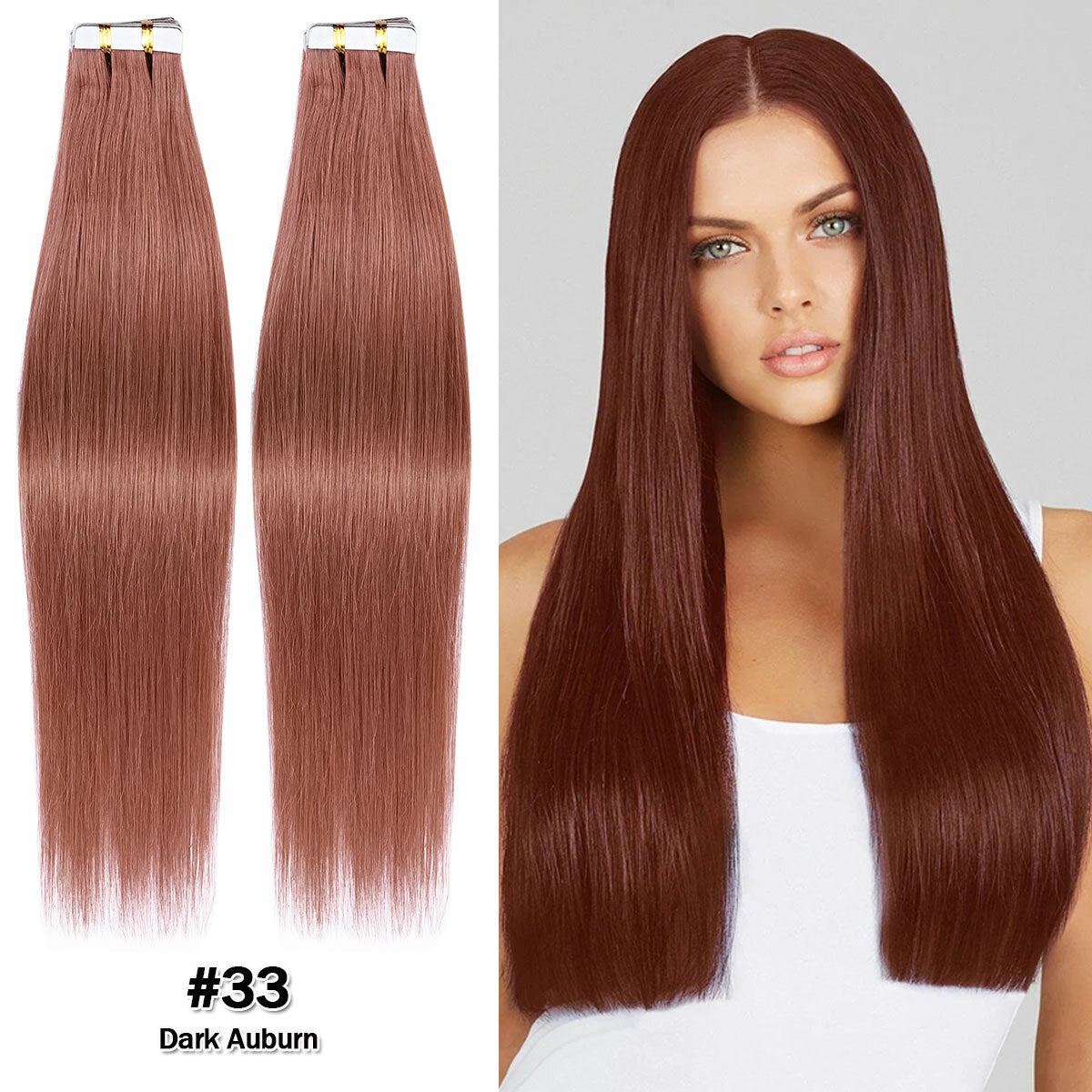 Tape-In Human Hair Extensions Full Head Ombre Remy Hair Weft 24 Inches