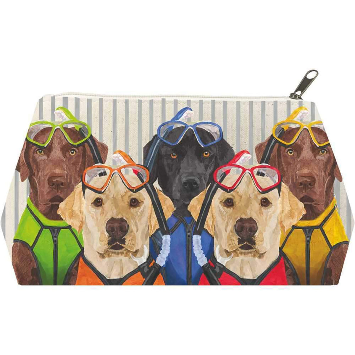 Large Cotton Cosmetic Bag with Labrador Dogs Print - Travel & Makeup Organizer