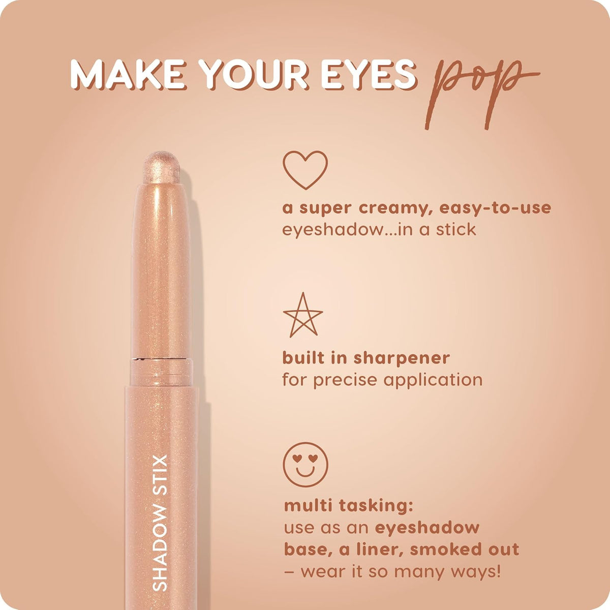 Cream Eyeshadow Stick - Long-Lasting, Pigmented Makeup for Eyes