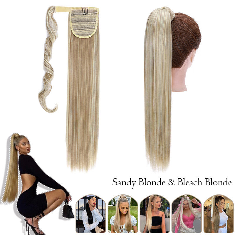 Mega Thick Wrap-On Ponytail Extensions - Natural Human Hair, Curly Wavy Straight