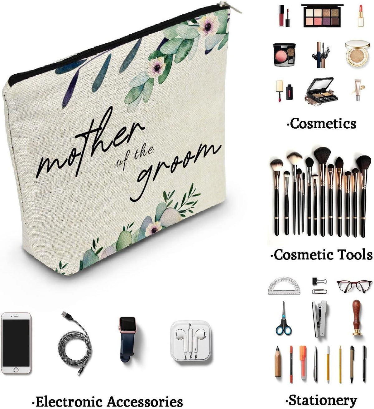 Luxury Mother of the Groom Canvas Cosmetic Bag - Perfect for Gifts and Travel