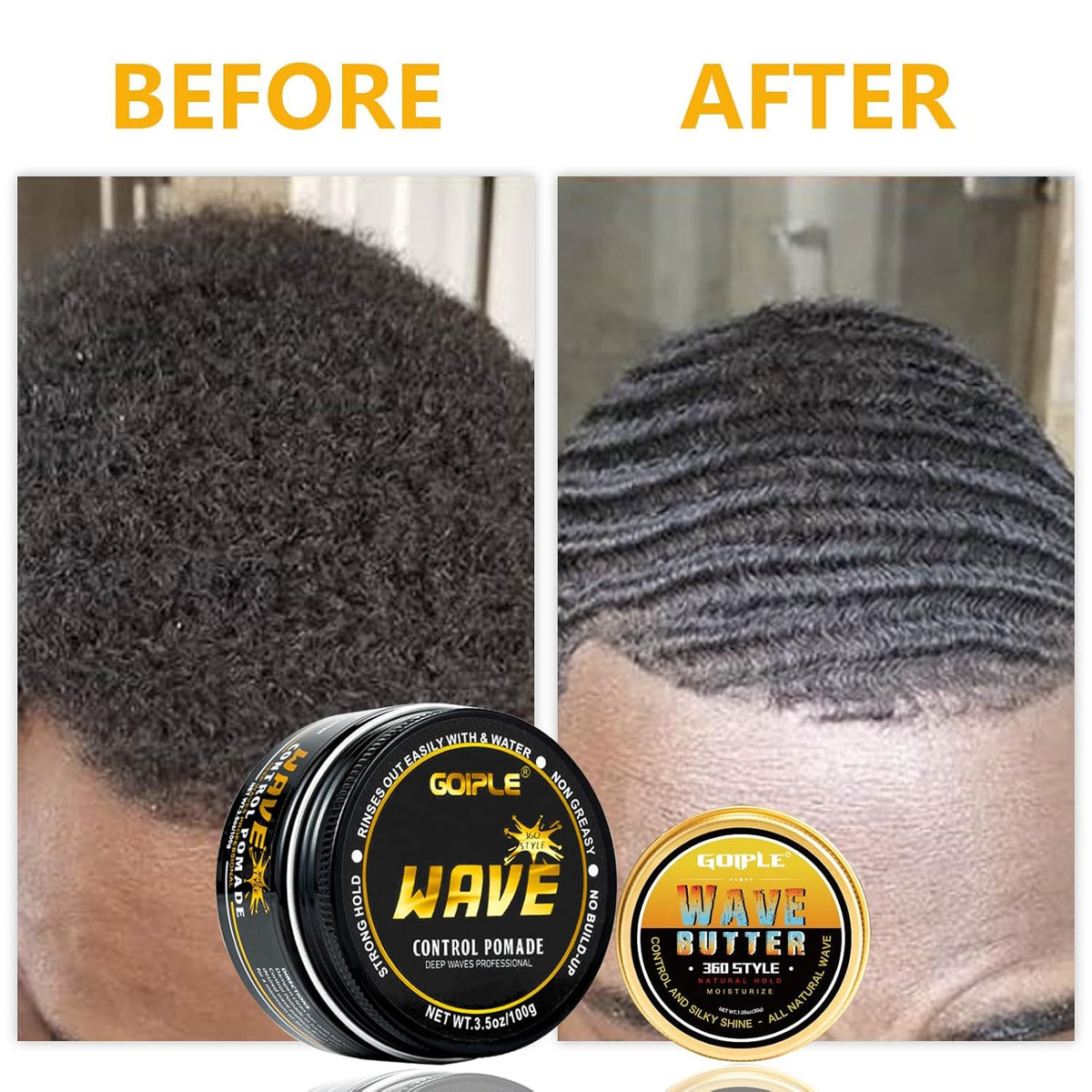 Men's Strong Hold Wave Pomade for 360 Waves Easy Wash Hair Cream