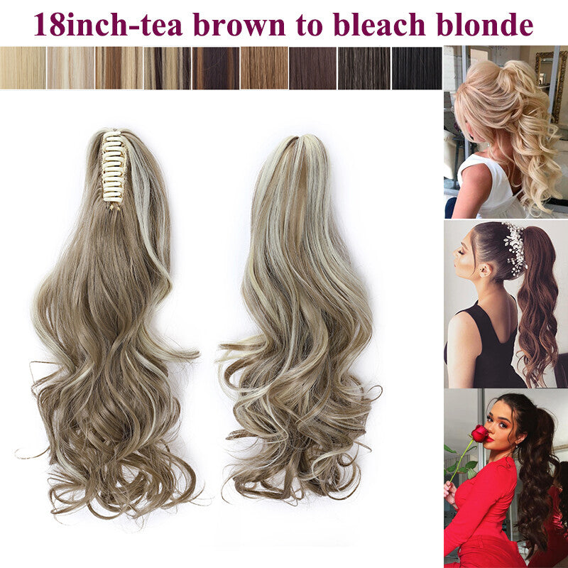 Thick Ponytail Hair Extension with Claw Clip - Wavy Curly Synthetic Hair