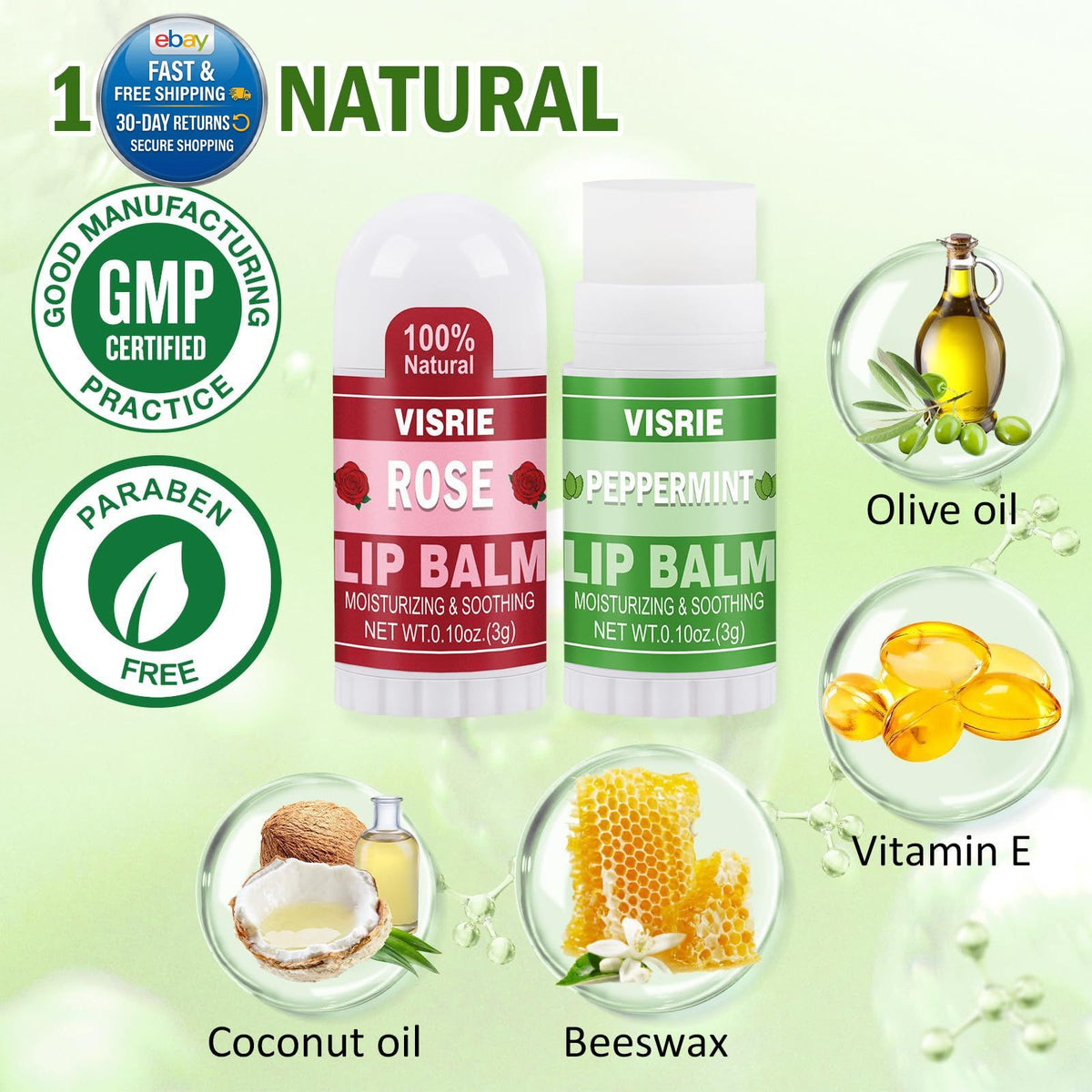 Mini Lip Balm Pack - 40 Assorted Flavors with Vitamin E & Coconut Oil