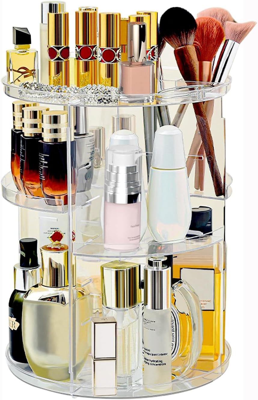 Large Rotating Makeup Organizer with Adjustable Shelves, 7 Layers for Vanity Storage