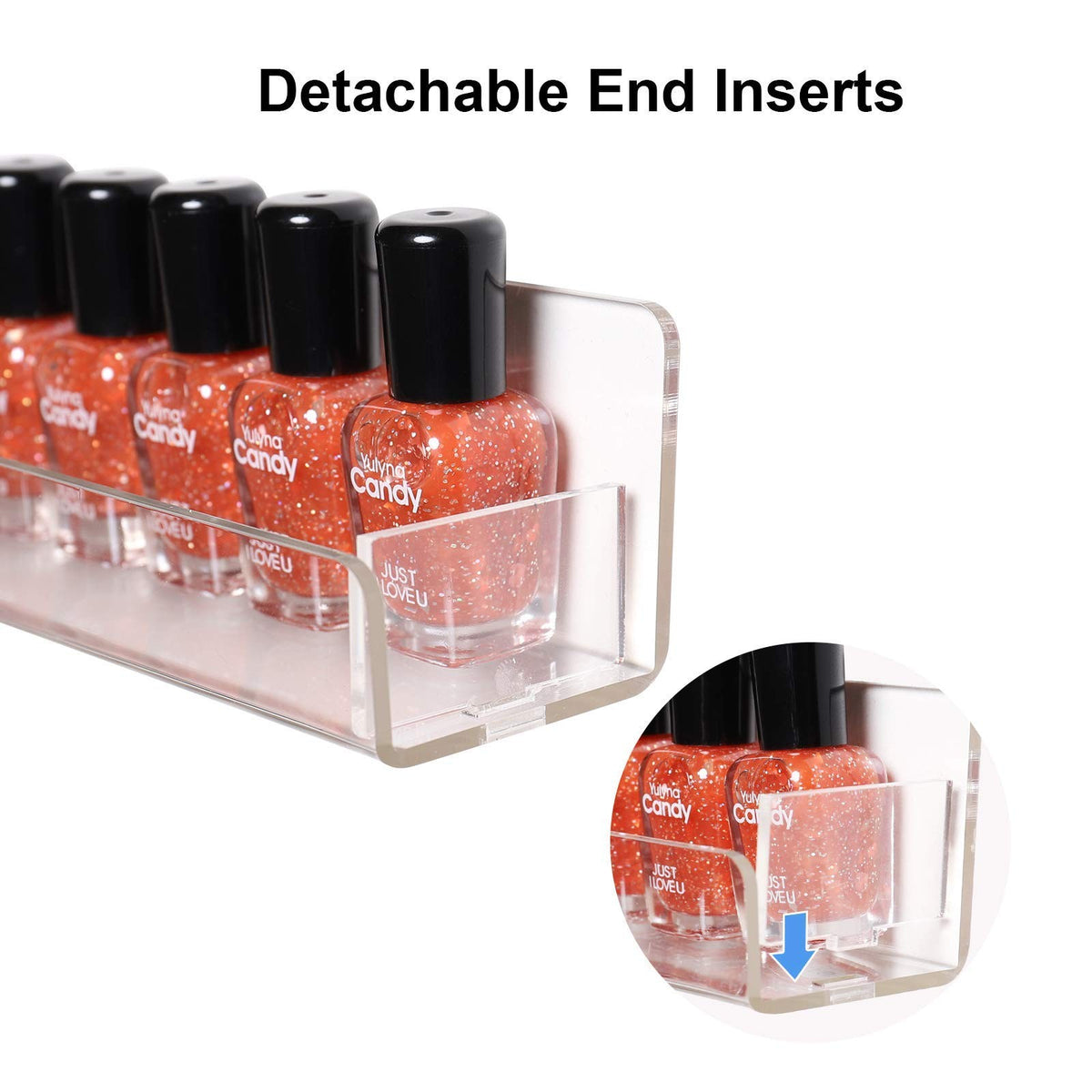 15-Inch Acrylic Wall Mount Nail Polish Organizer Shelf with 6 Tiers, Clear