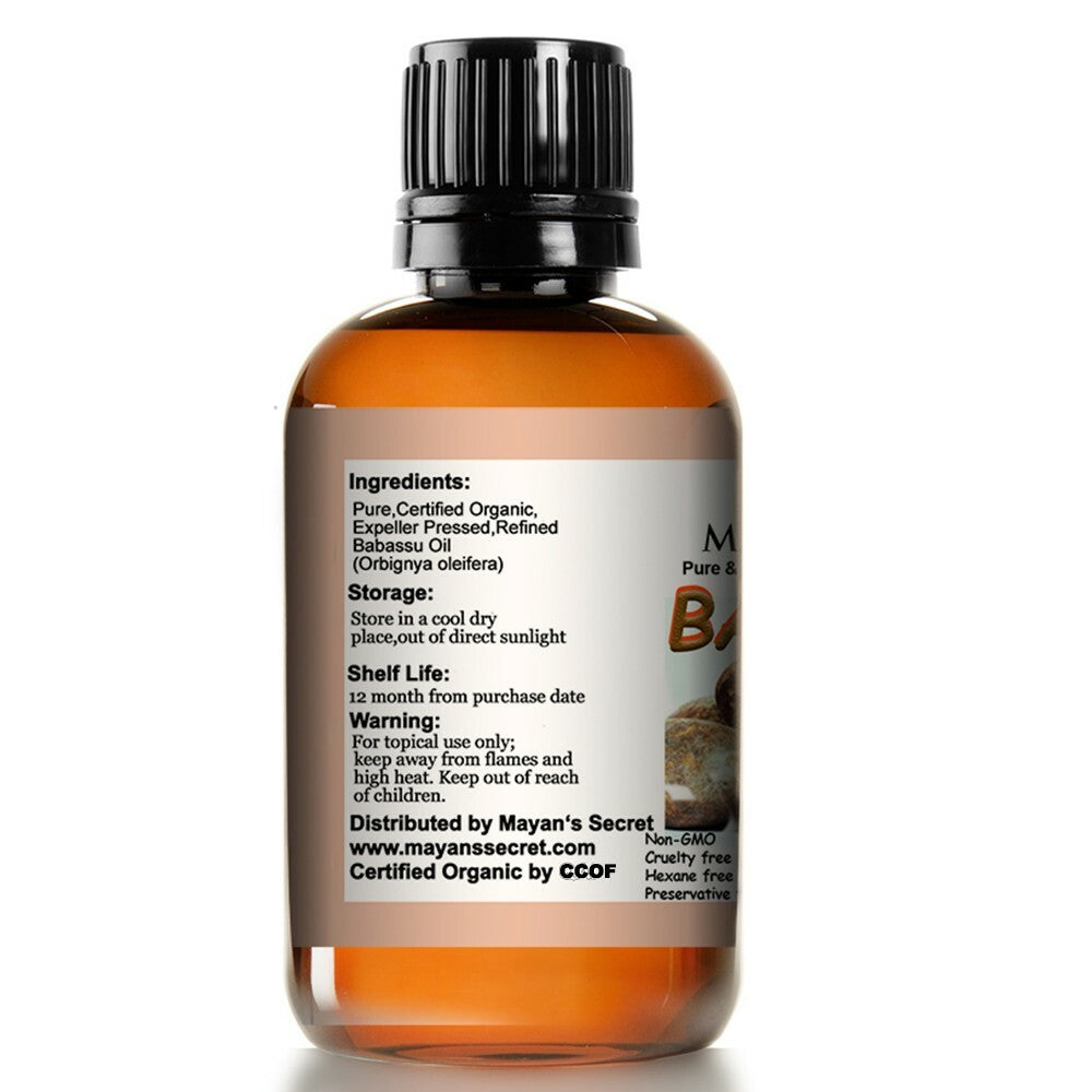 Organic Babassu Oil - 4 fl oz Lightweight Moisturizer for Skin & Hair