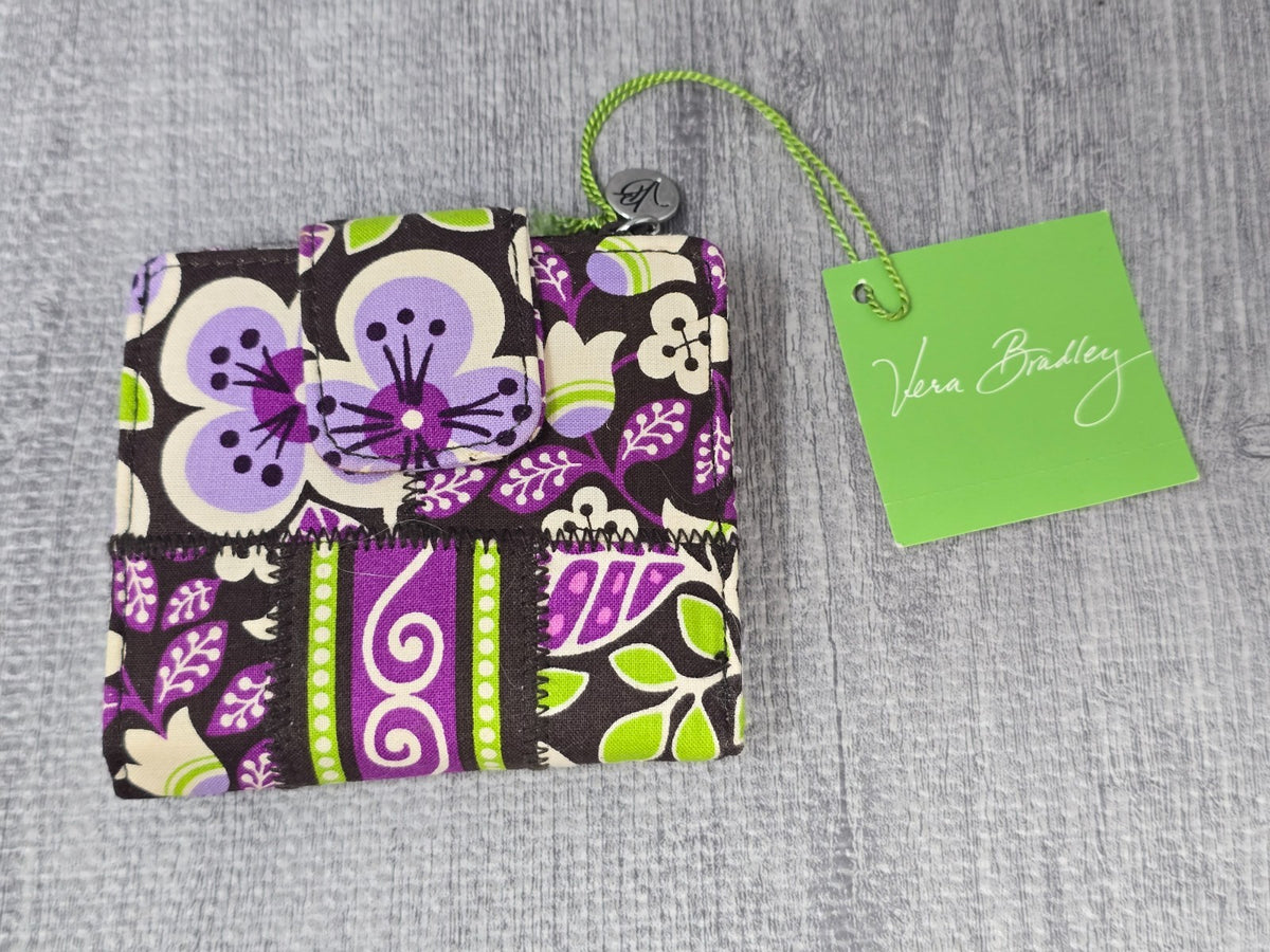 Vera Bradley Plum Petals Wallet - Card & Coin Holder, 5.5 x 4 Inches