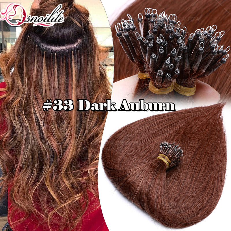 Human Remy Hair Extensions Micro Loop Nano Ring Full Head Salon Use