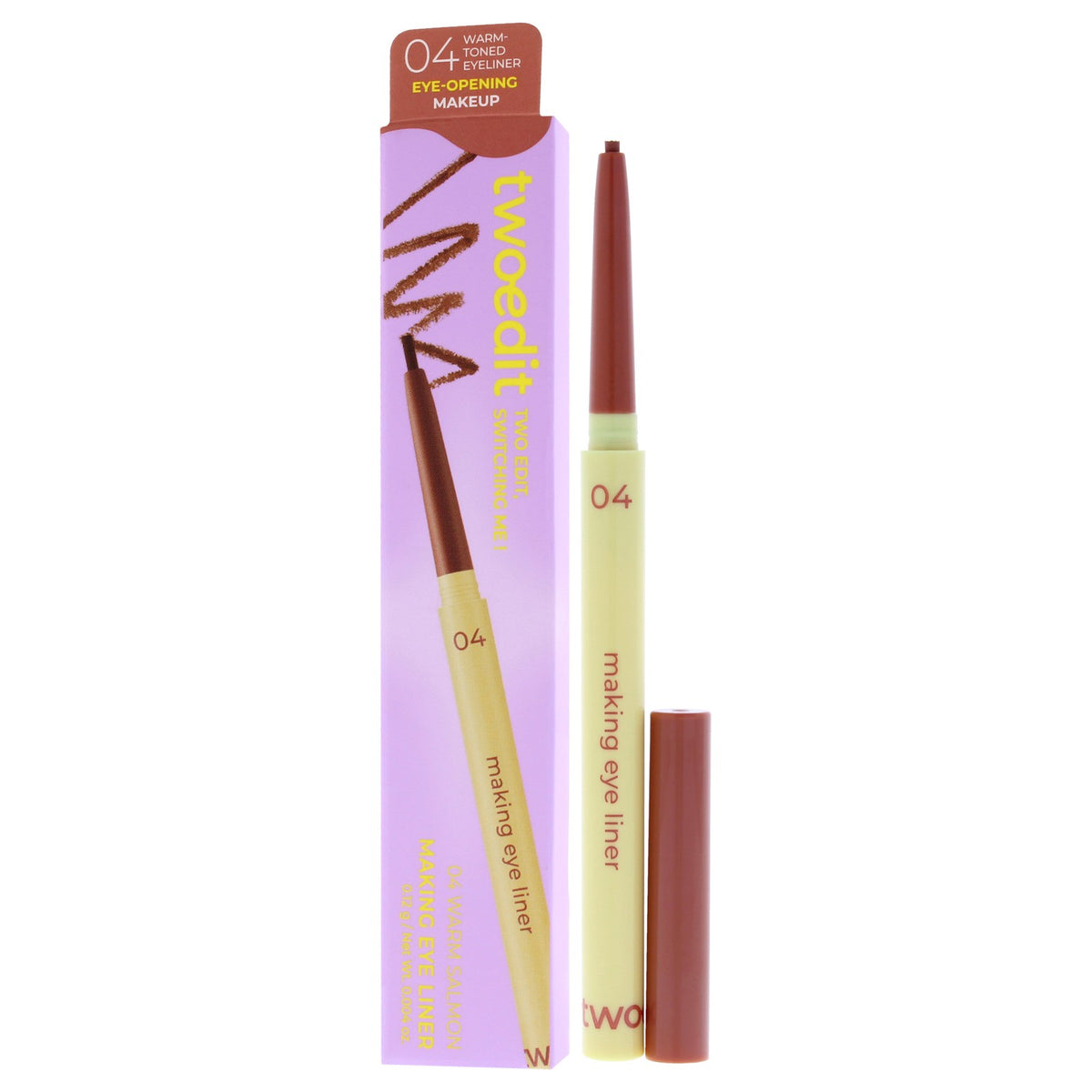 Women’s Waterproof Eyeliner Pencil - Warm Salmon, Smudge-Proof, Precise Application