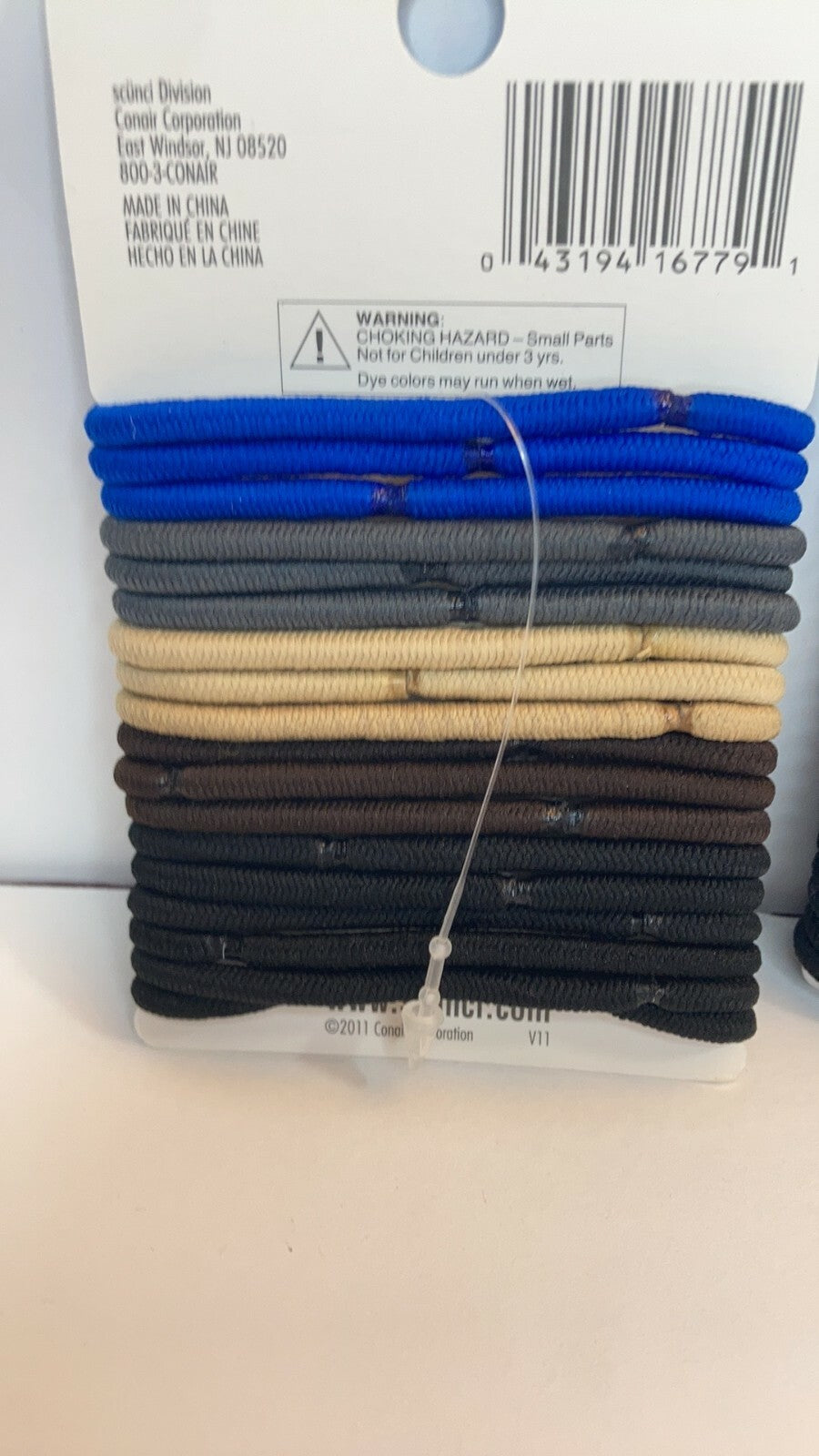 Scunci No Damage Metal Hair Ties Elastics Ponytail Holders Blue Grey