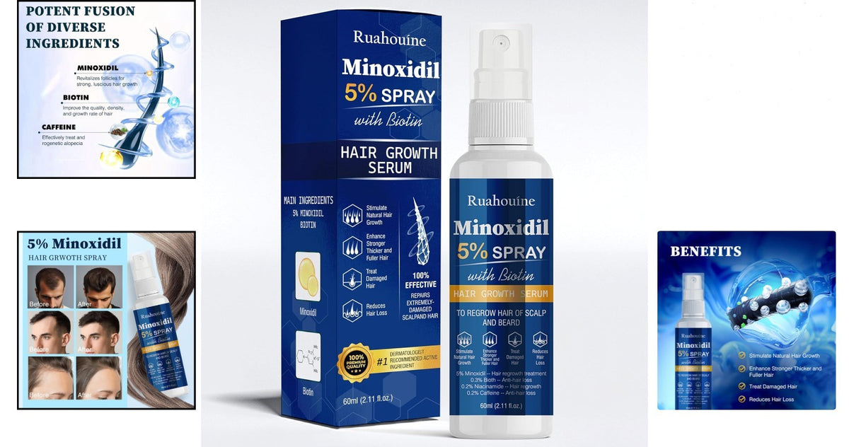Hair Regrowth Treatment Spray with 5% Minoxidil – Strengthens &