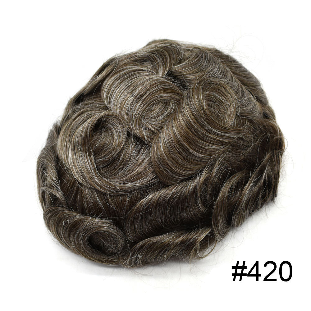 Full Poly Thin Skin Human Hair Toupee for Men - Durable, Invisible, Customizable