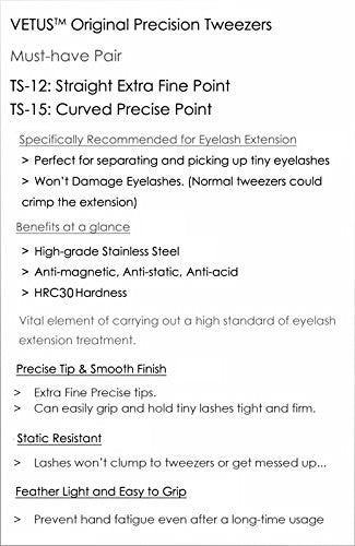 Professional Eyelash Tweezers Set - Straight & Curved Stainless Steel