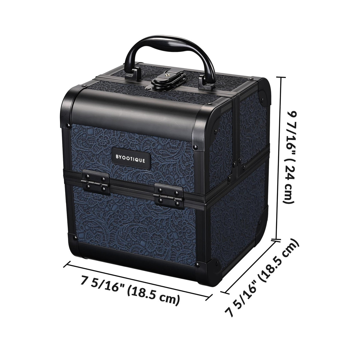 Makeup Train Case with Mirror and Extendable Trays - Compact Cosmetic Organizer