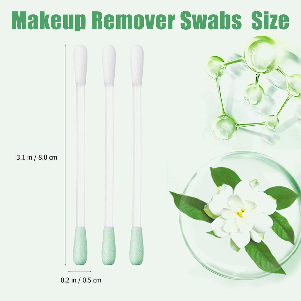 Cotton Makeup Remover Swabs with Vitamin E Liquid, 100 Pcs for Eye & Lip