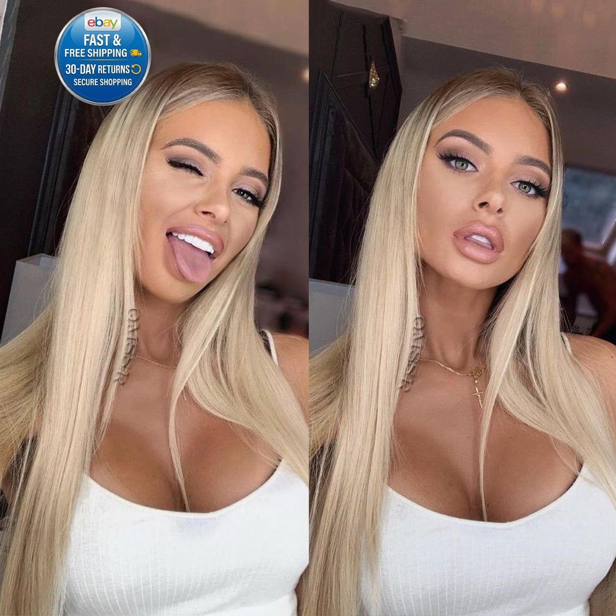 Ash Blonde Synthetic Lace Front Wig with 13x4 Ombre Platinum Color