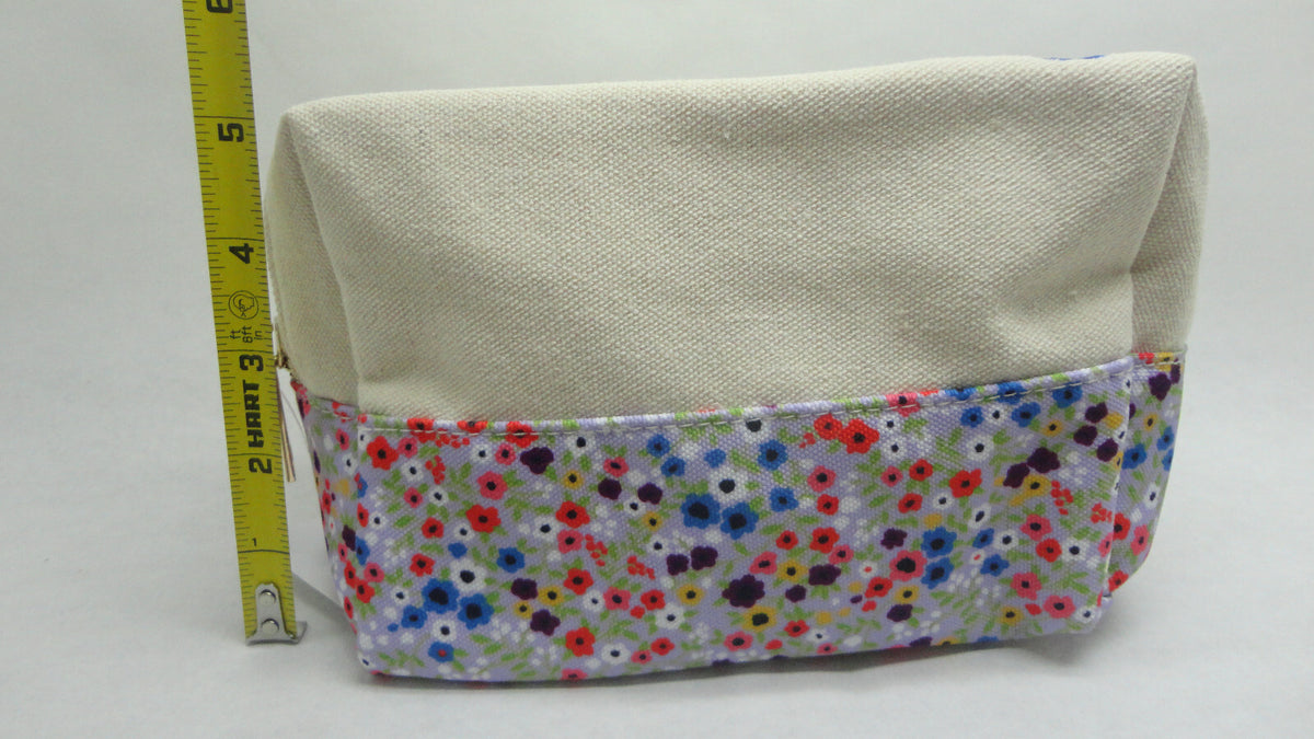 Small Canvas Makeup Pouch Daisy Floral Cosmetic Bag Travel Storage