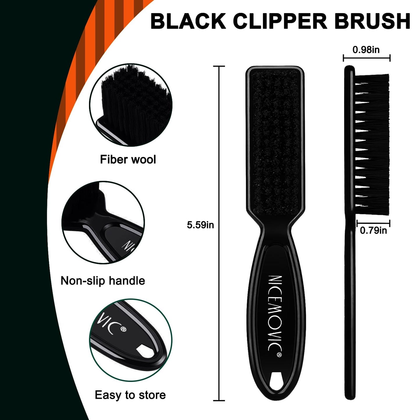 Barber Clipper Cleaning Brushes Set - 10 Black Plastic Handle Brushes for Hair & Grooming