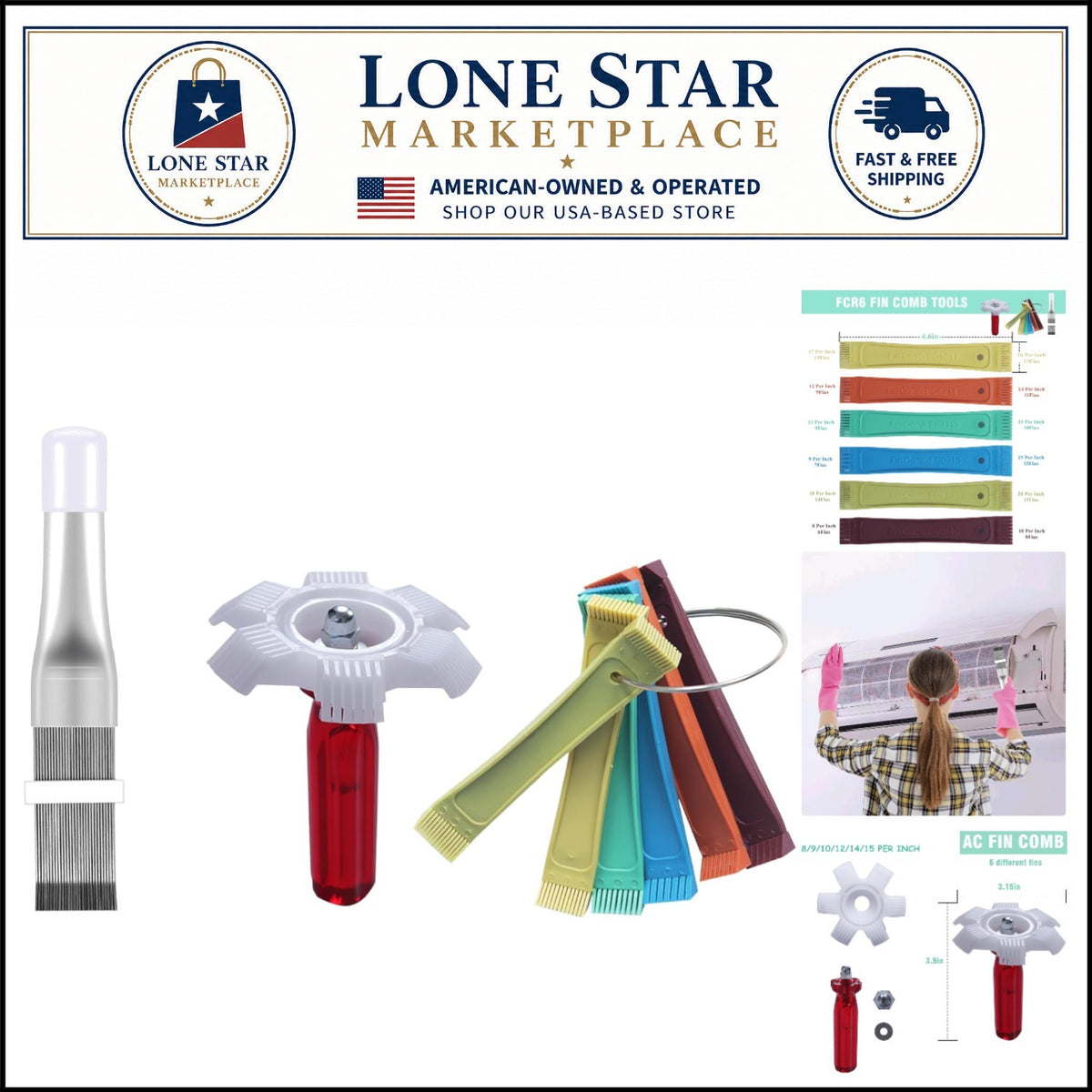 8-Piece Multicolor Air Conditioner Fin Comb Set for Cleaning & Maintenance
