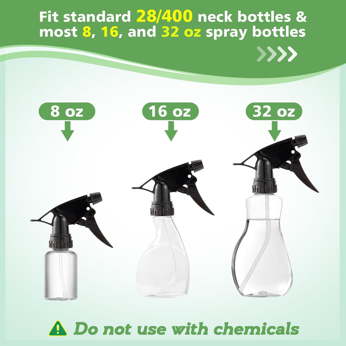 6-Pack Spray Bottle Nozzle Replacements - Mist & Stream, Leak-Proof, Adjustable Modes