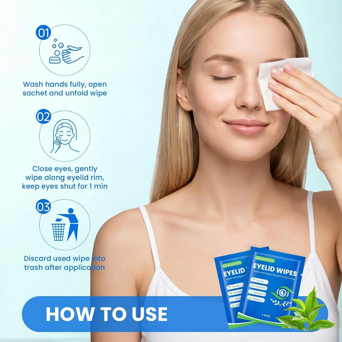 78PCS Tea Tree Oil Eyelid Wipes – Individually Wrapped Eye & Face Cleansing Cloths