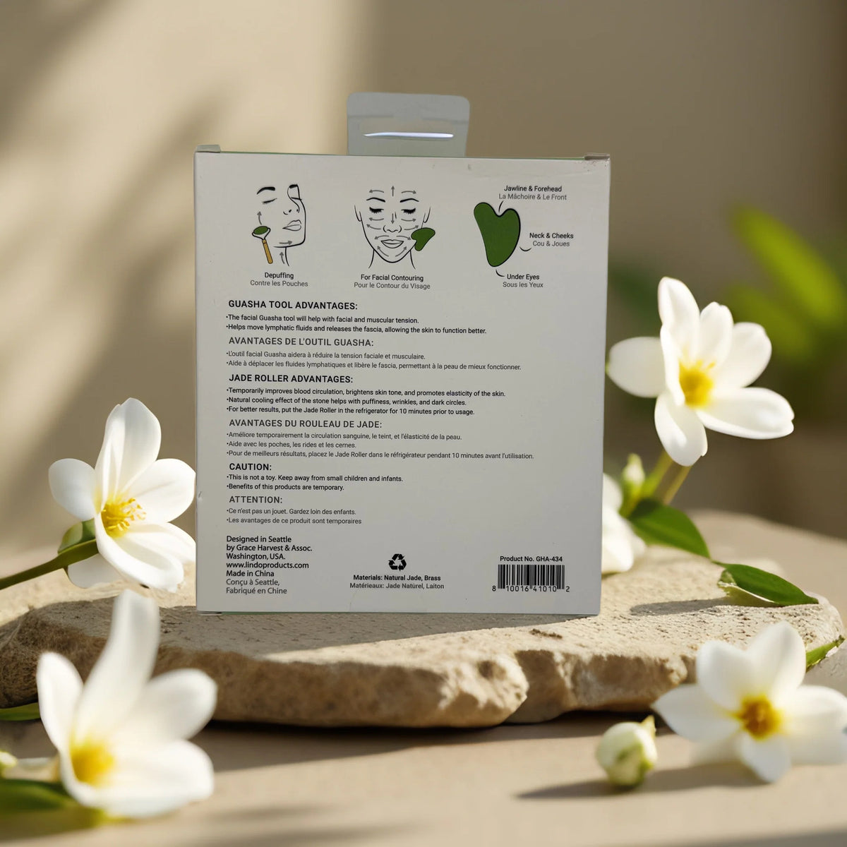 Jade Facial Roller and Gua Sha Set for Skin Tightening and Brightening