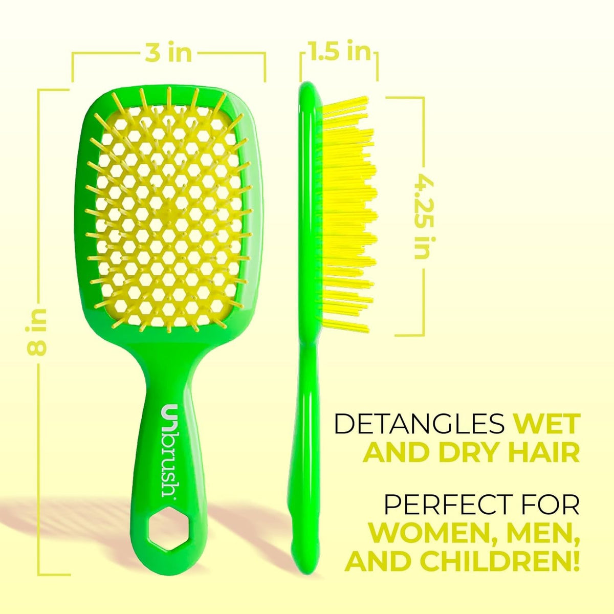 Detangling Hair Brush for Wet & Dry Hair - Lemon Lime Green