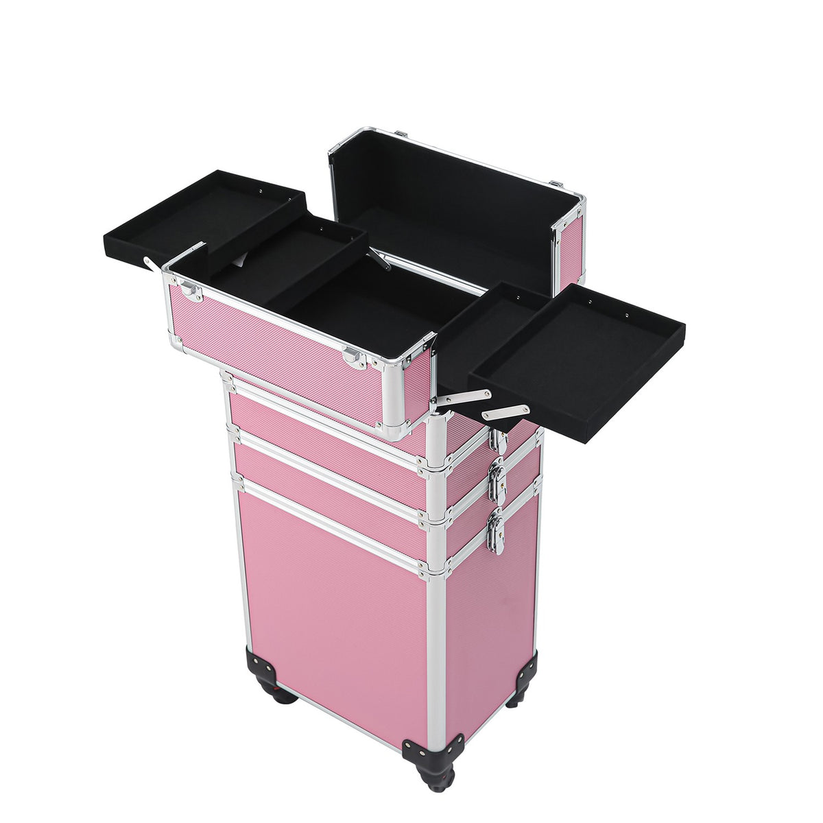 4 in 1 Aluminum Cosmetic Makeup Case with Wheels - Portable Tattoo Organizer