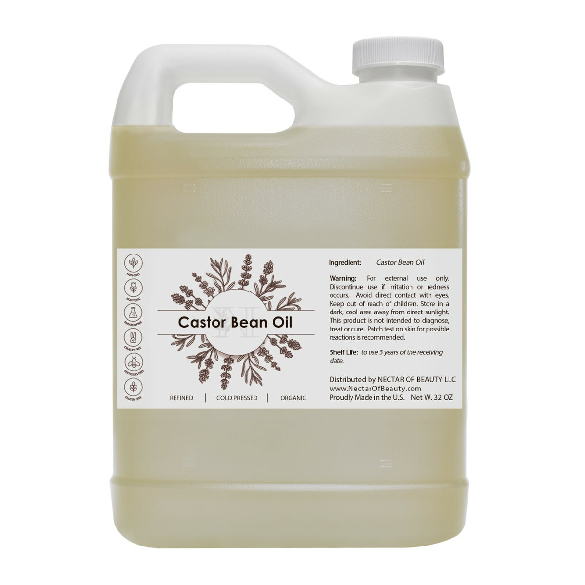 Organic Castor Oil for Hair Growth - 100% Pure Cold Pressed Beard & Eyelash Oil