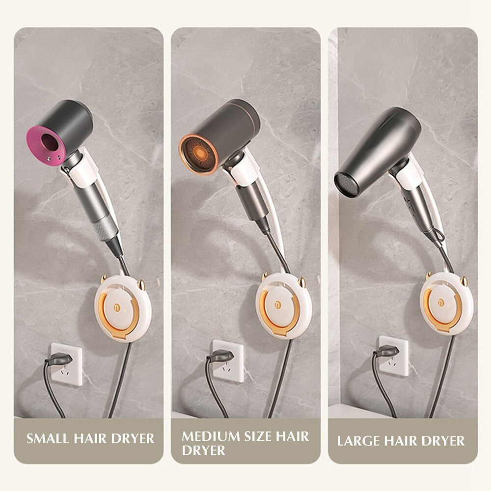 Adjustable Wall-Mounted Hands-Free Hair Dryer Holder Support Rack - Self-Adhesive