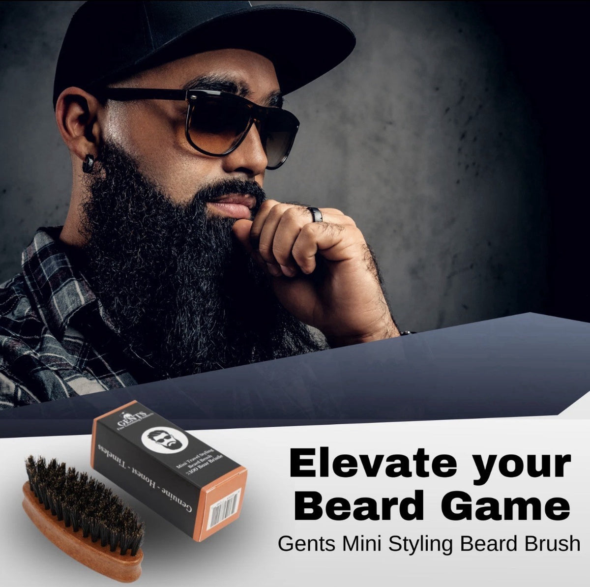 Mini Travel Beard Brush with 100% Boar Bristles - Portable Grooming Tool